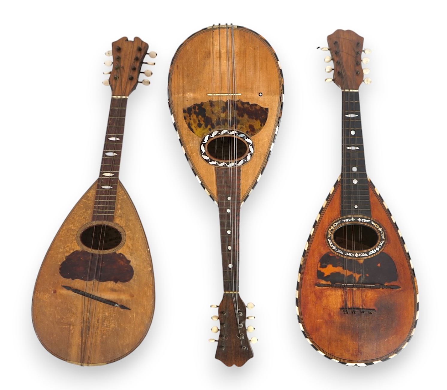 Three late 19th century Neapolitan mandolins